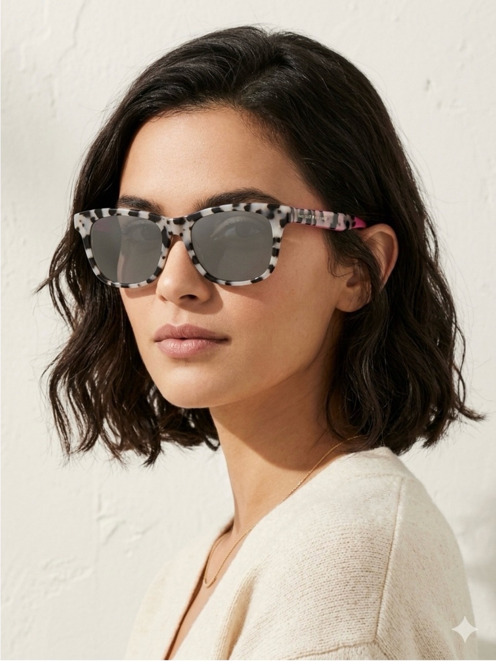 Kate Spade Black and White Sunglasses with Pink Case